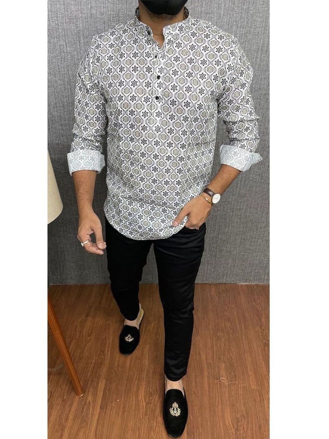Eleni Trendz Men Geometric Printed Indie Prints Kurta - view 1