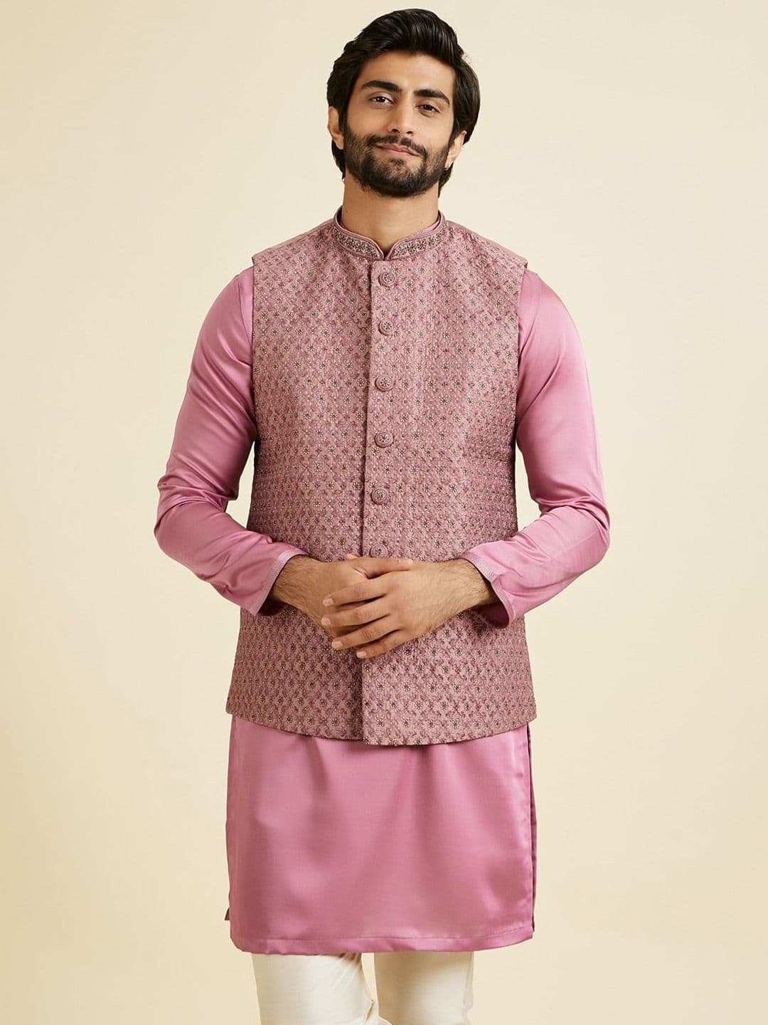 Manyavar Embroidered Mandarin Collar Nehru Jacket - view 1