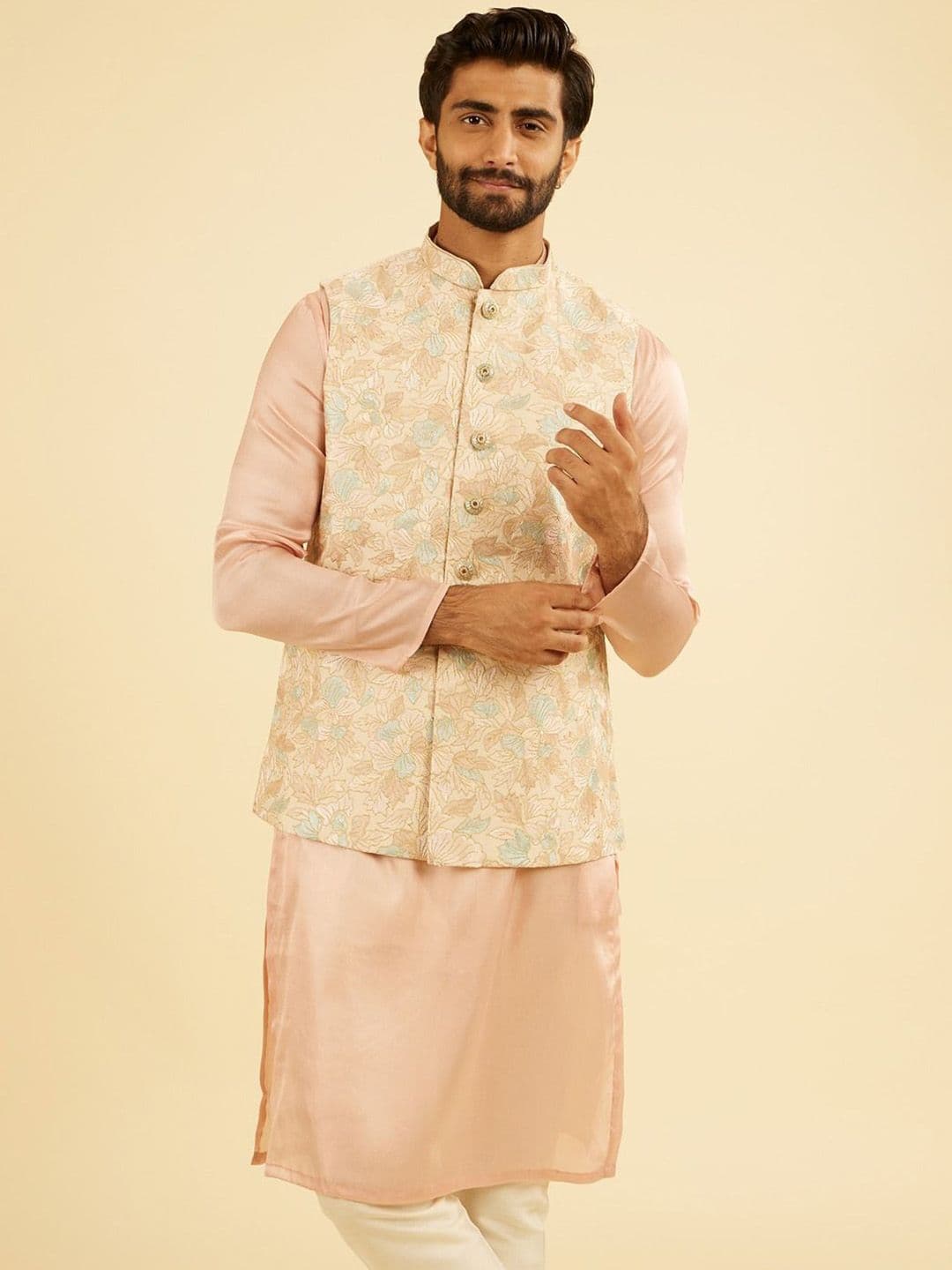 Manyavar Embroidered Nehru Jacket - view 1