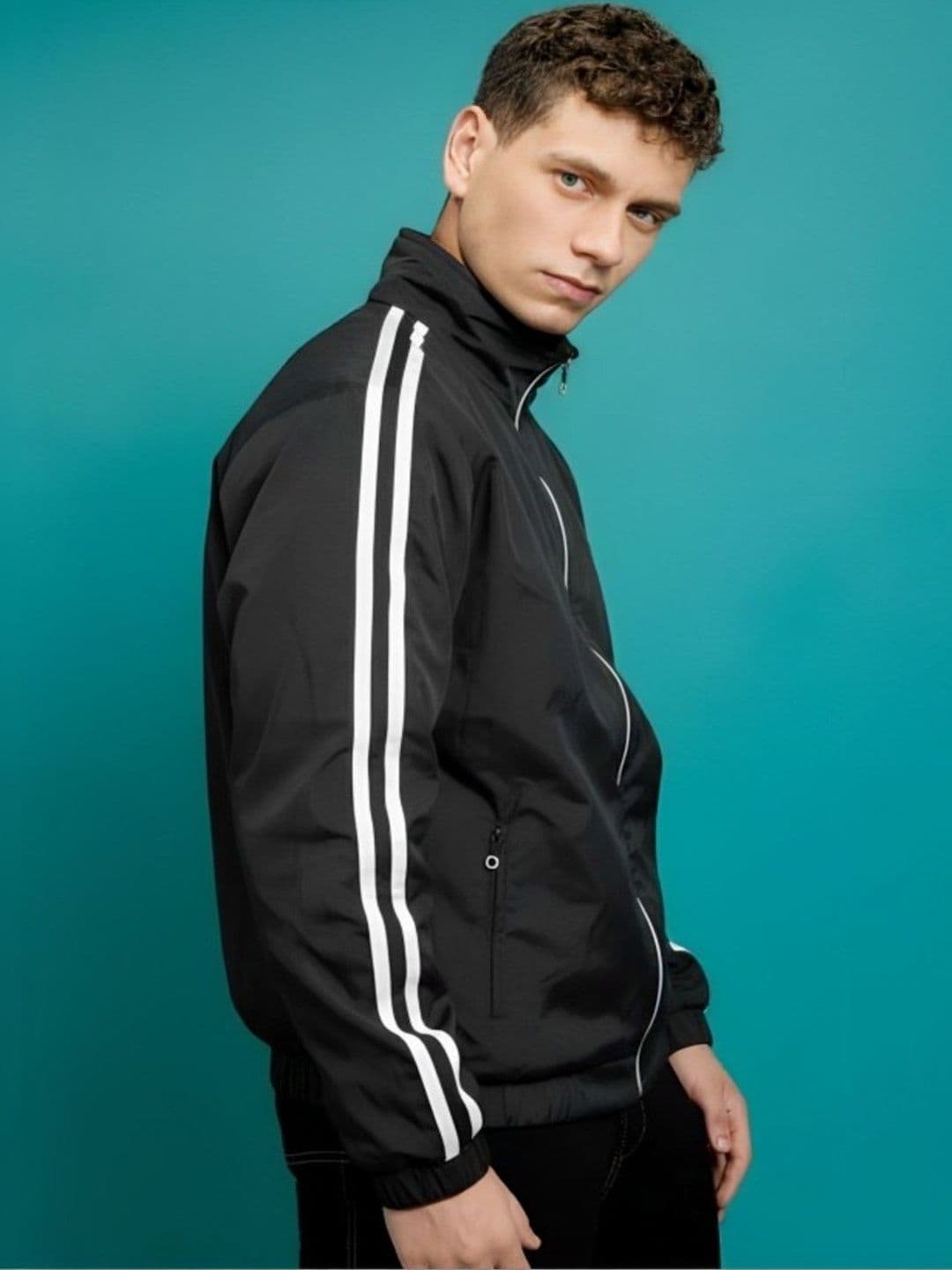 THE FASHION HUB Men Striped Lightweight Sporty Jacket