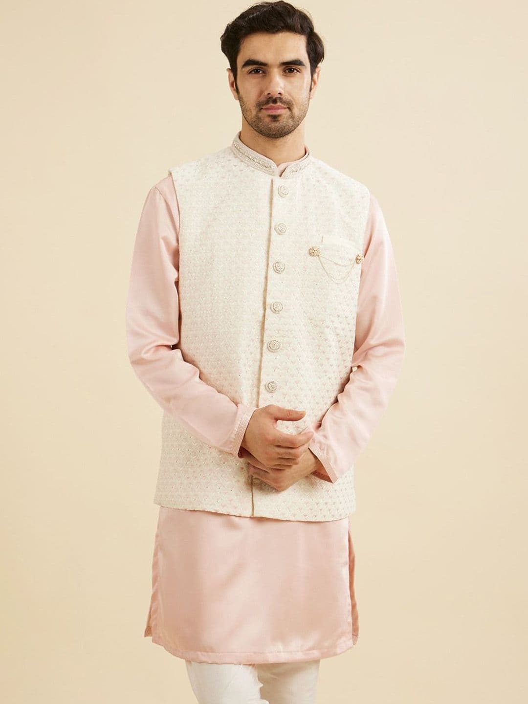 Manyavar Men Embroidered Nehru Jacket - view 1