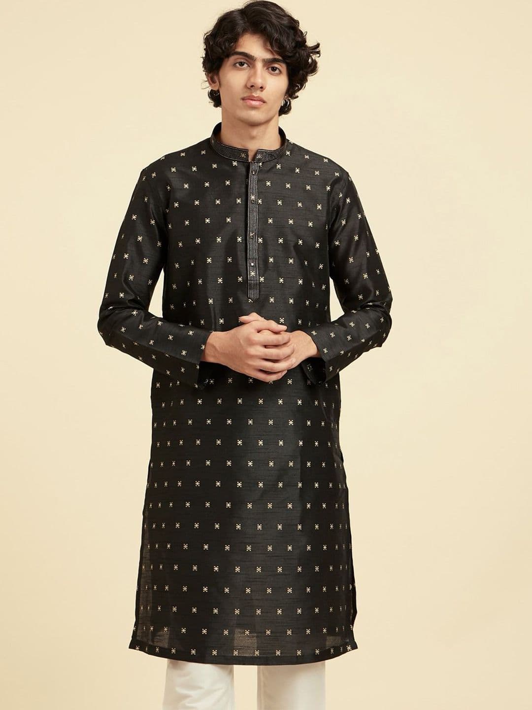 Diwas by Manyavar Woven Design Mandarin Collar Straight Kurta - view 1