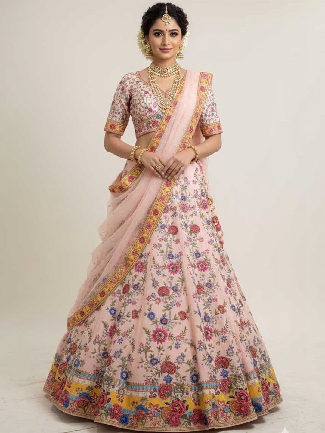 SAPTRANGI Digital Printed Lehenga With Emblished Swarovski And Zircon Work - view 1