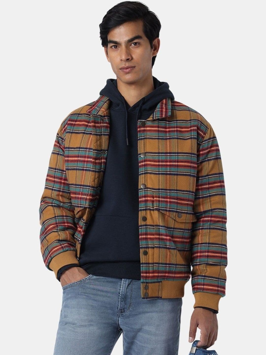 Pepe Jeans Men Checked Bomber Jacket - view 1