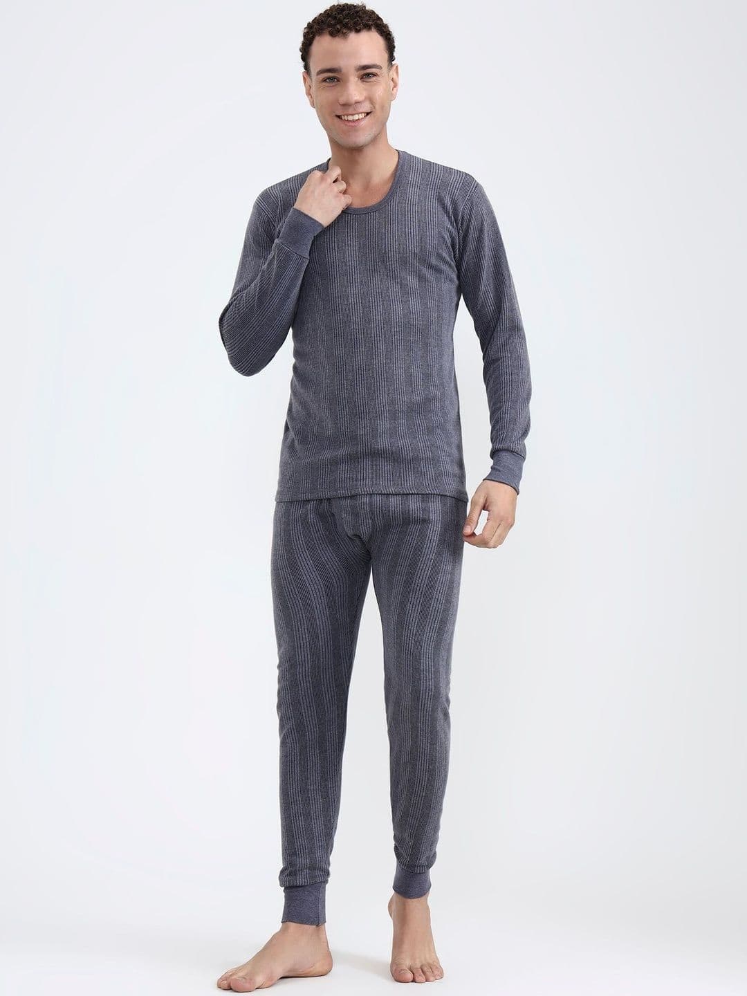 ZEFFIT Men Striped Round Neck Thermal Set - view 1
