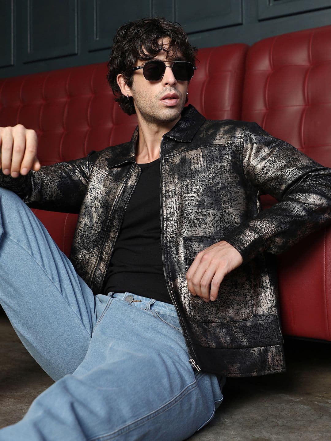 CAHOOT Textured Leather Zip Front Jacket - view 1