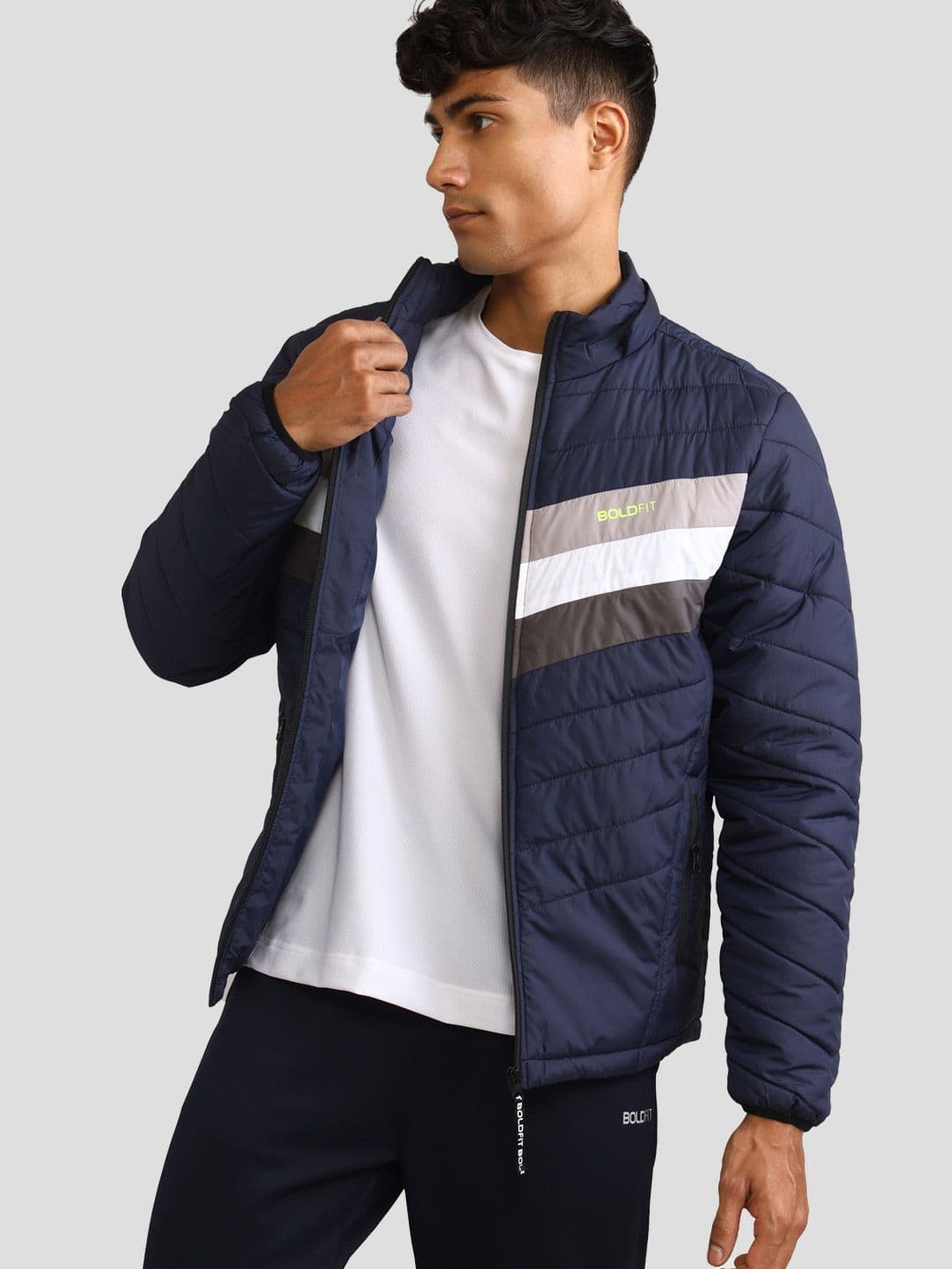 BOLDFIT Colourblocked Outdoor Detachable Hooded Padded Jacket