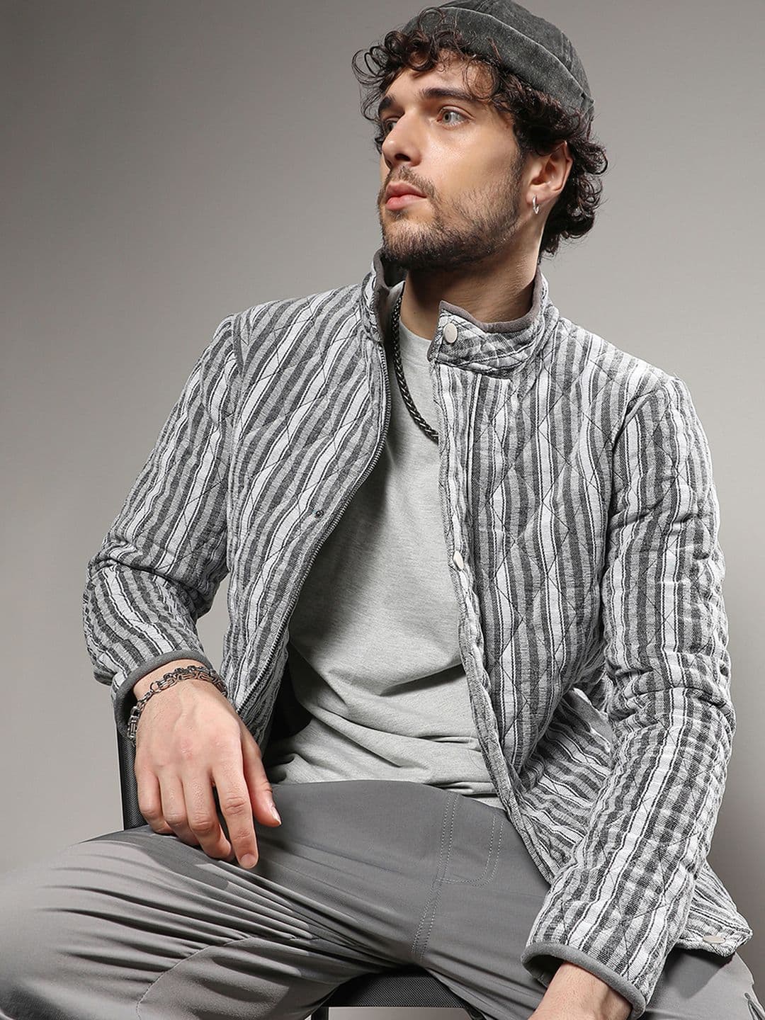 CAHOOT Men Striped Lightweight Quilted Jacket - view 1