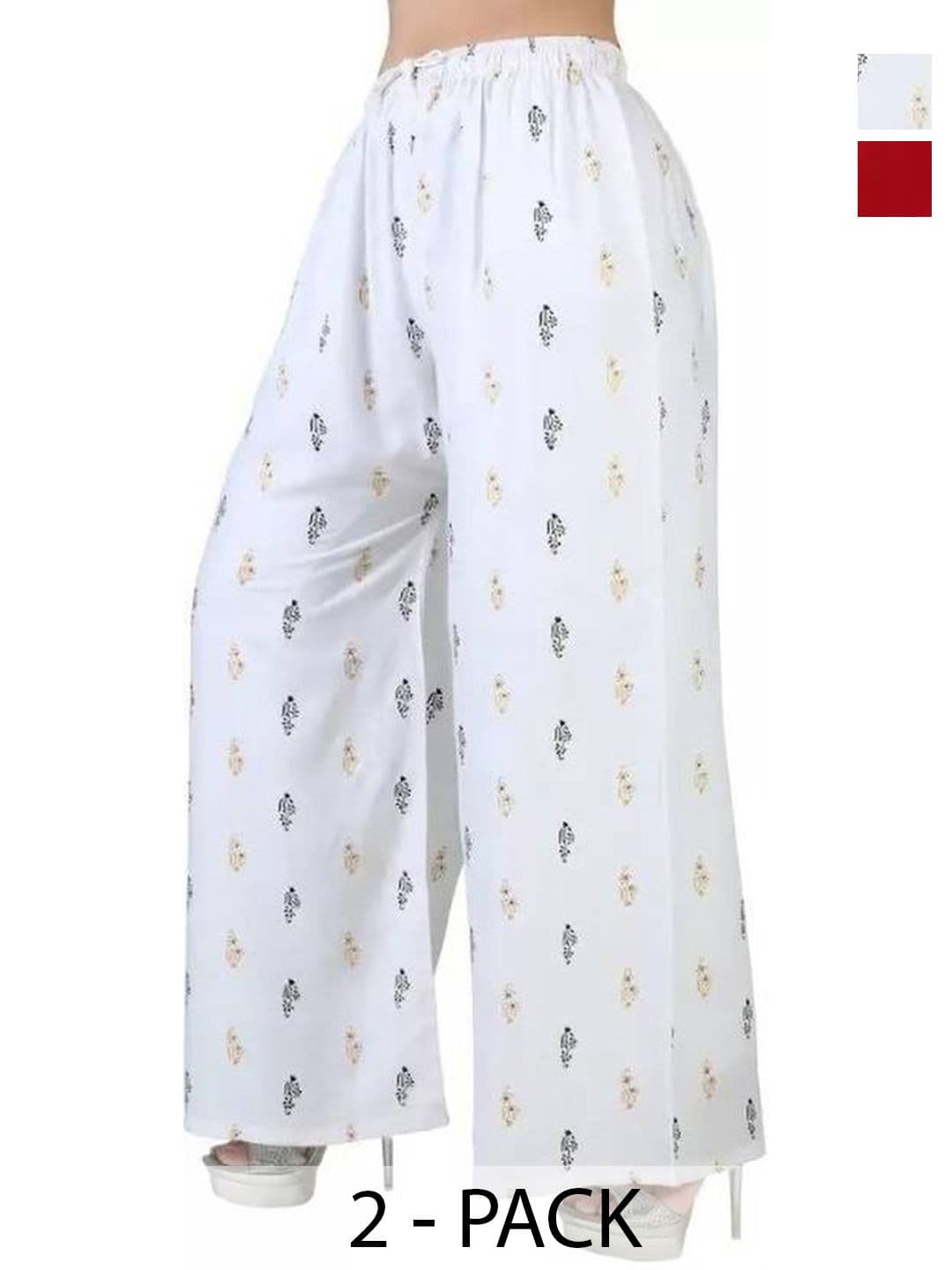 KIROTO Women Pack Of 2 Ethnic Motifs Printed Palazzos - view 1
