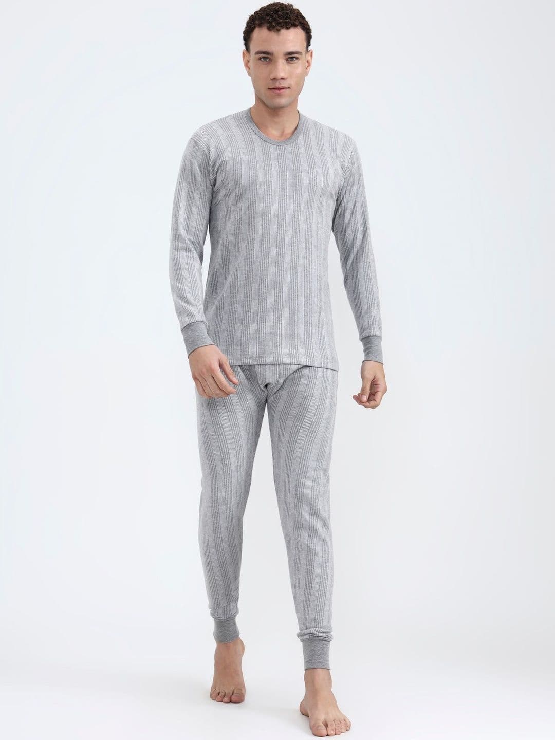 ZEFFIT Men Striped Round Neck Thermal Set - view 1