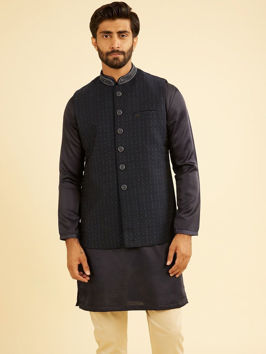 Manyavar Embroidered Nehru Jacket - view 1