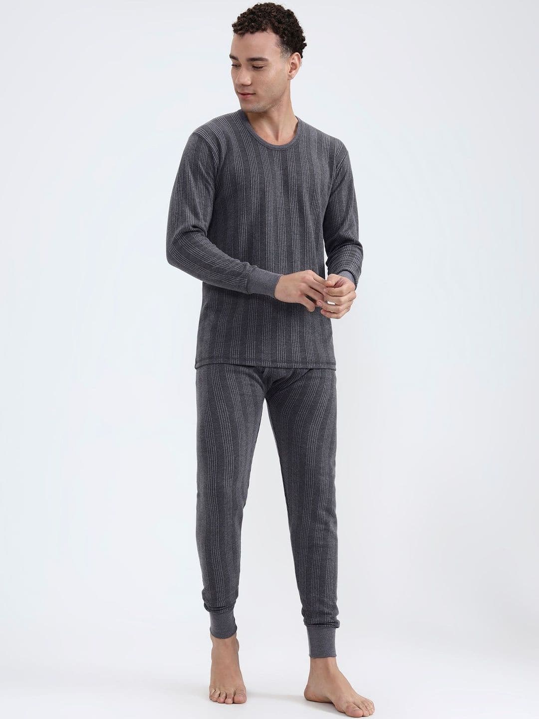 ZEFFIT Men Striped Round Neck Thermal Set - view 1