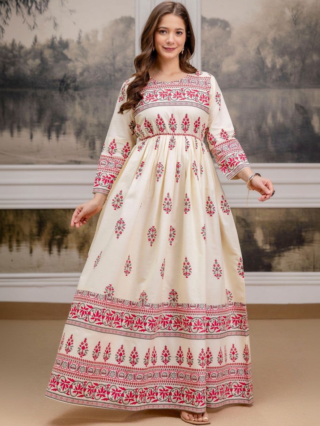 PURSHOTTAM WALA Women Printed Floral Anarkali Kurta - view 1