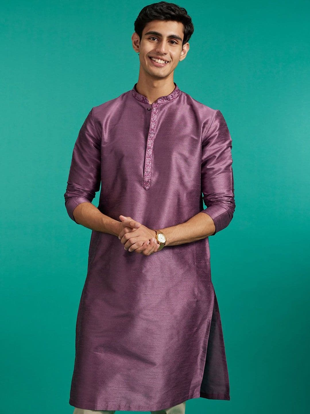 Diwas by Manyavar Mandarin Collar Straight Kurta - view 1