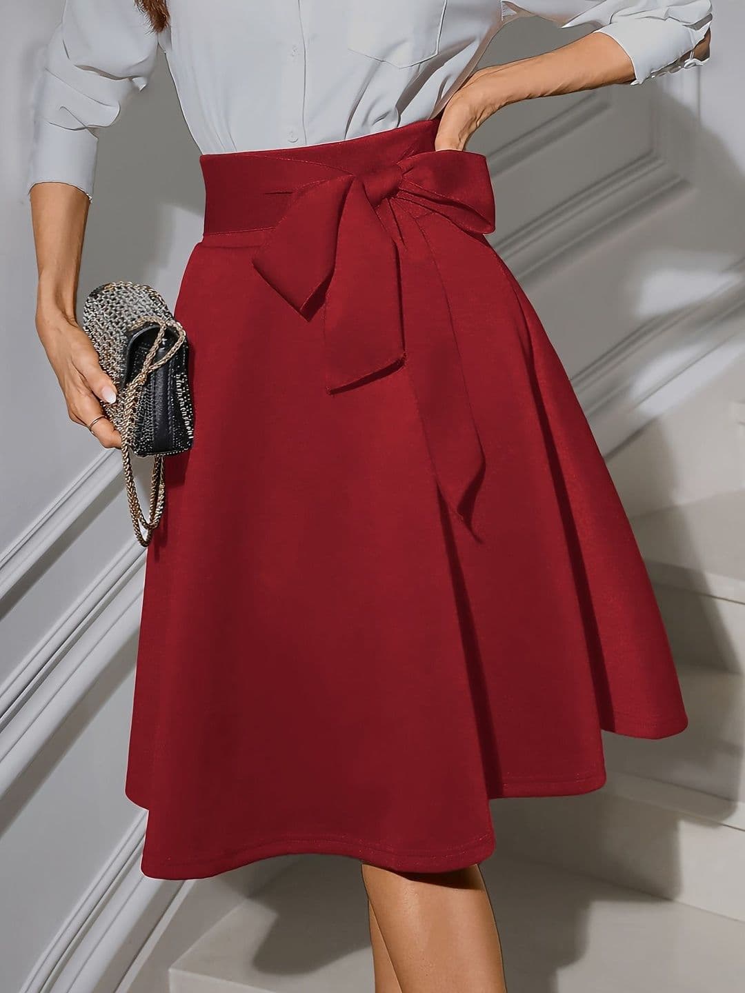 StyleCast x Revolte Polyester Knee Length Flared Skirt - view 1