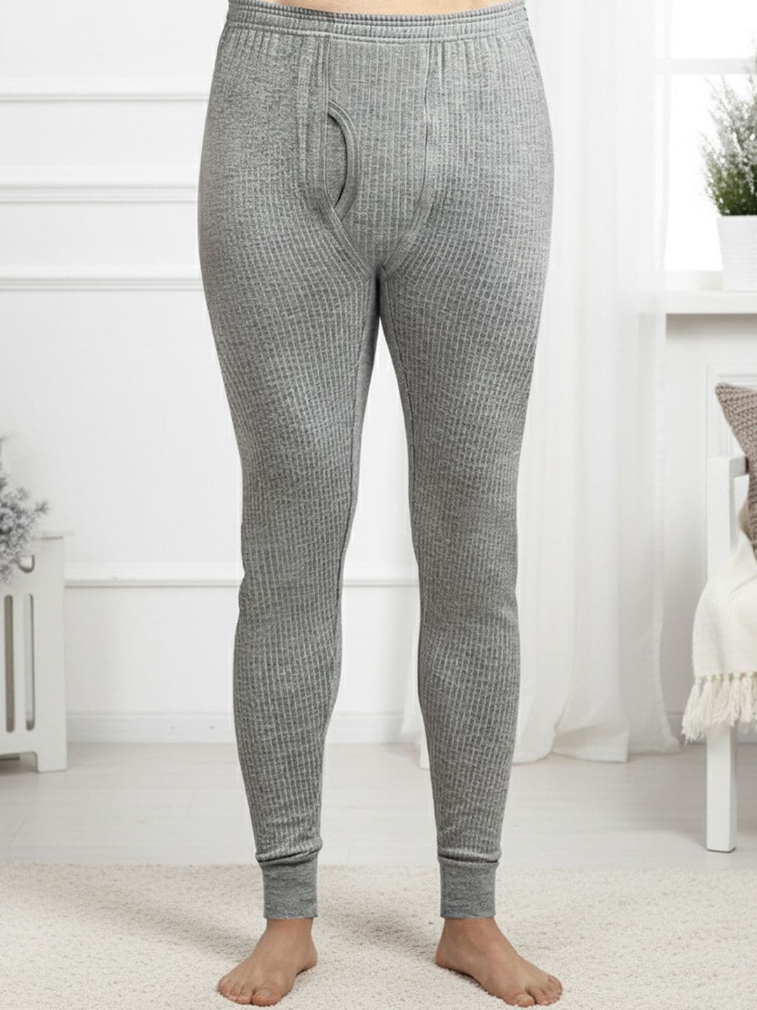 Lux Cozi Men Striped Mid-Rise Thermal Bottoms - view 1