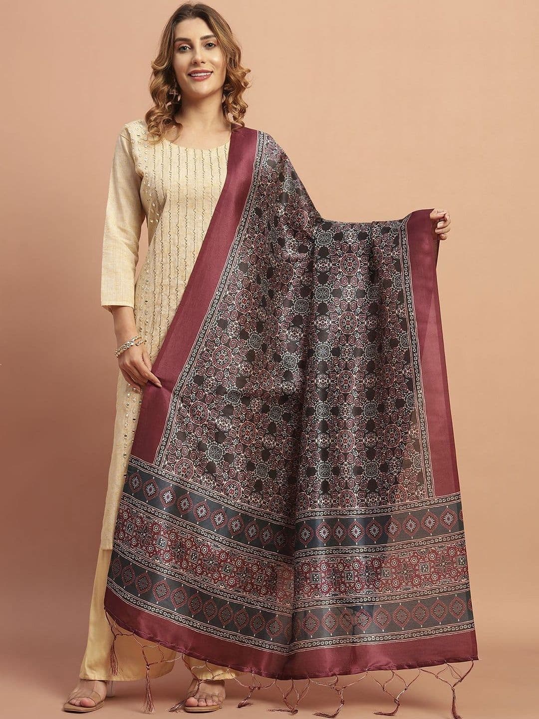 AKSHADEEP Women Ajrakh Keri Printed Chanderi Dupatta - view 1