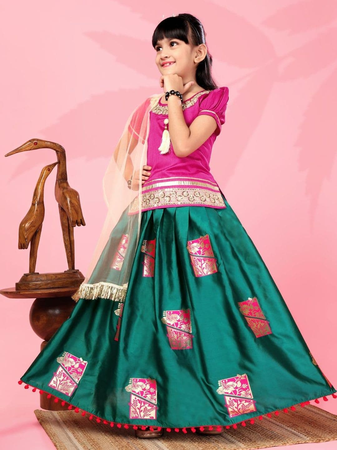 BAESD Girls Embellished Ready to Wear Lehenga & Blouse With Dupatta - view 1