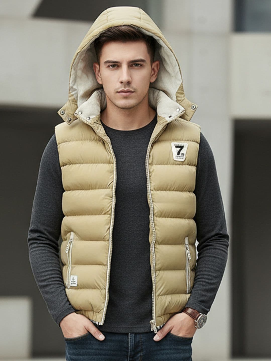 StyleCast x Revolte Men Cotton Sleeveless Hooded neck Insulator Outdoor Padded Jacket - view 1