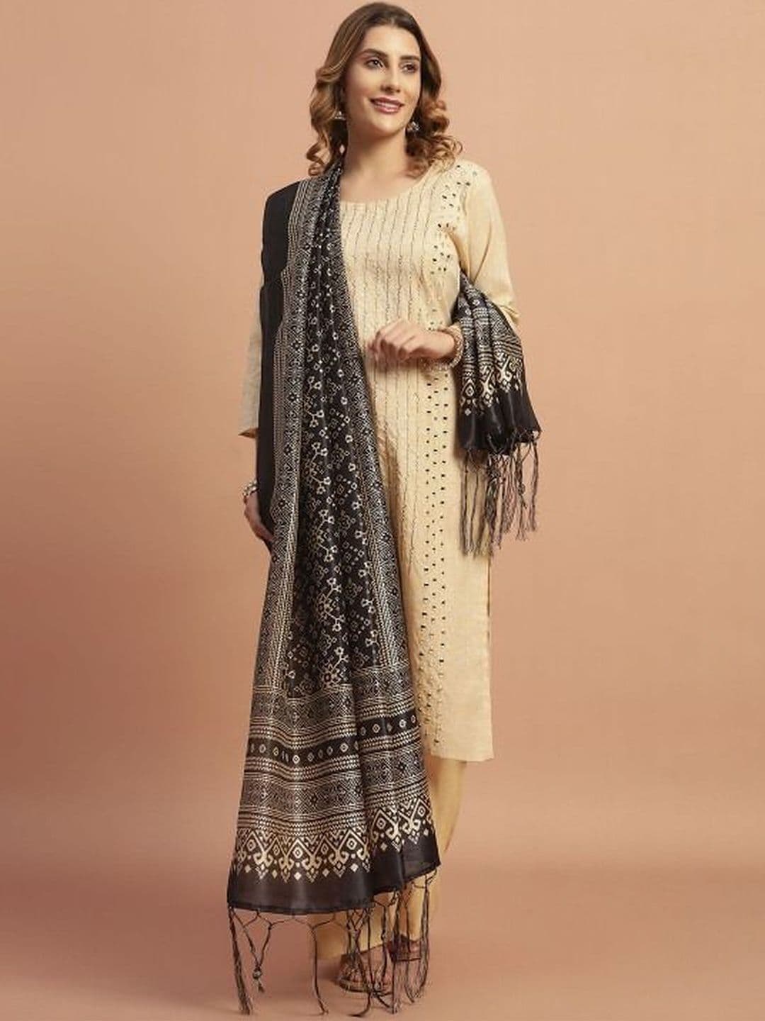 AKSHADEEP Patola Printed Chanderi Dupatta - view 1