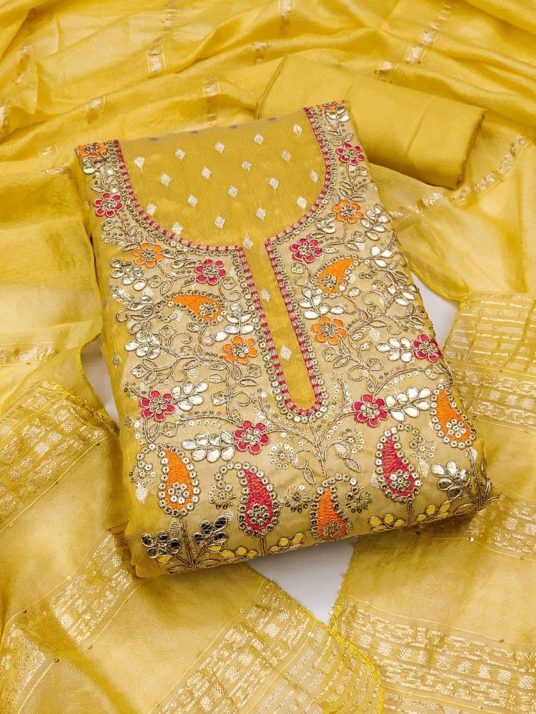 KALINI Embroidered Unstitched Dress Material - view 1