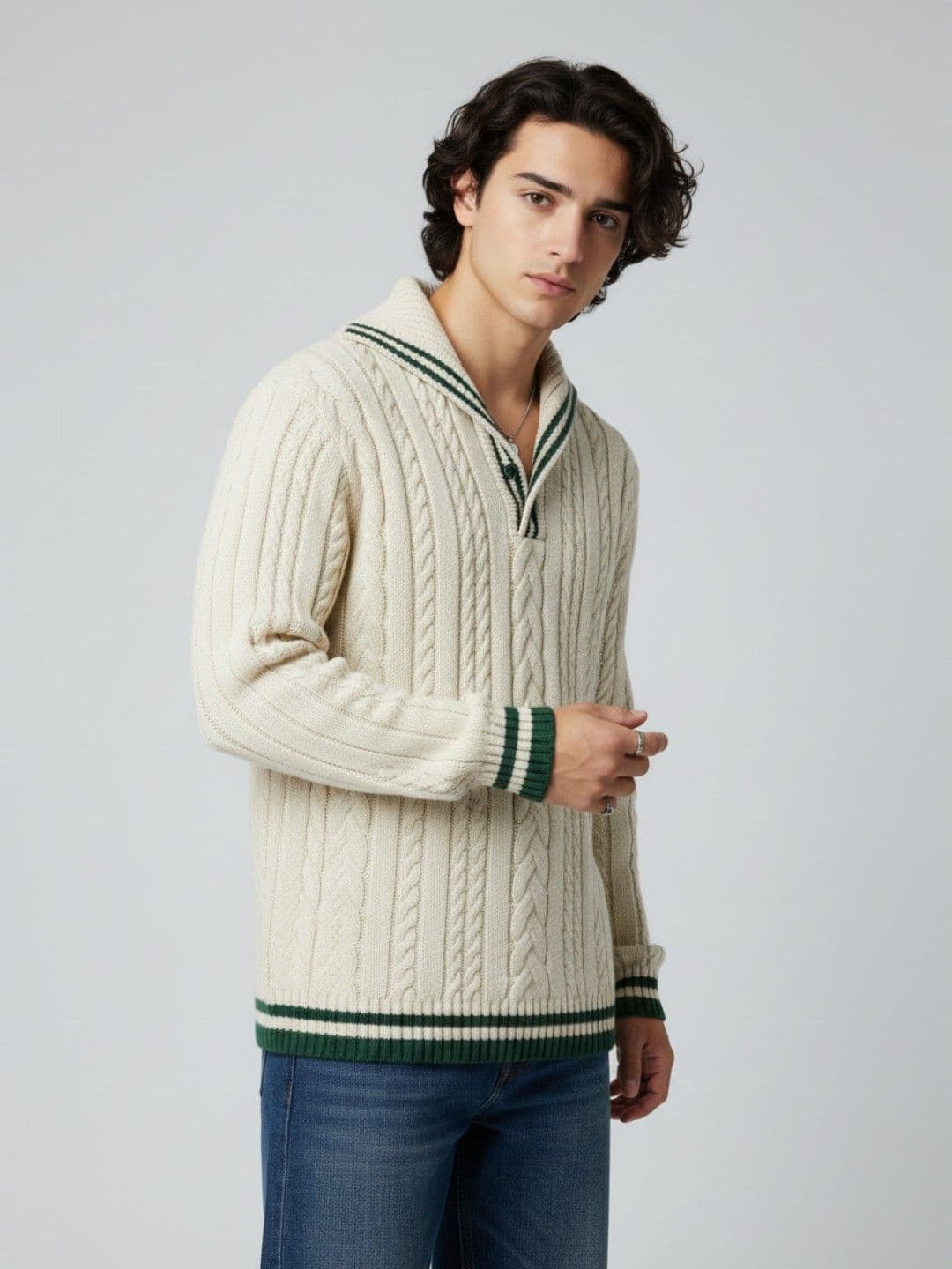 glitchez Cable Knit Relaxed Fit Pullover - view 1