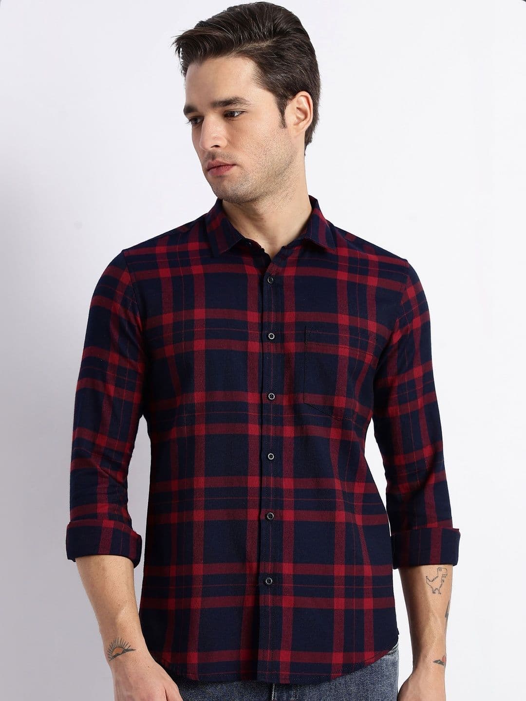 HERE&NOW Men Slim Fit Tartan Checks Checked Casual Shirt - view 1