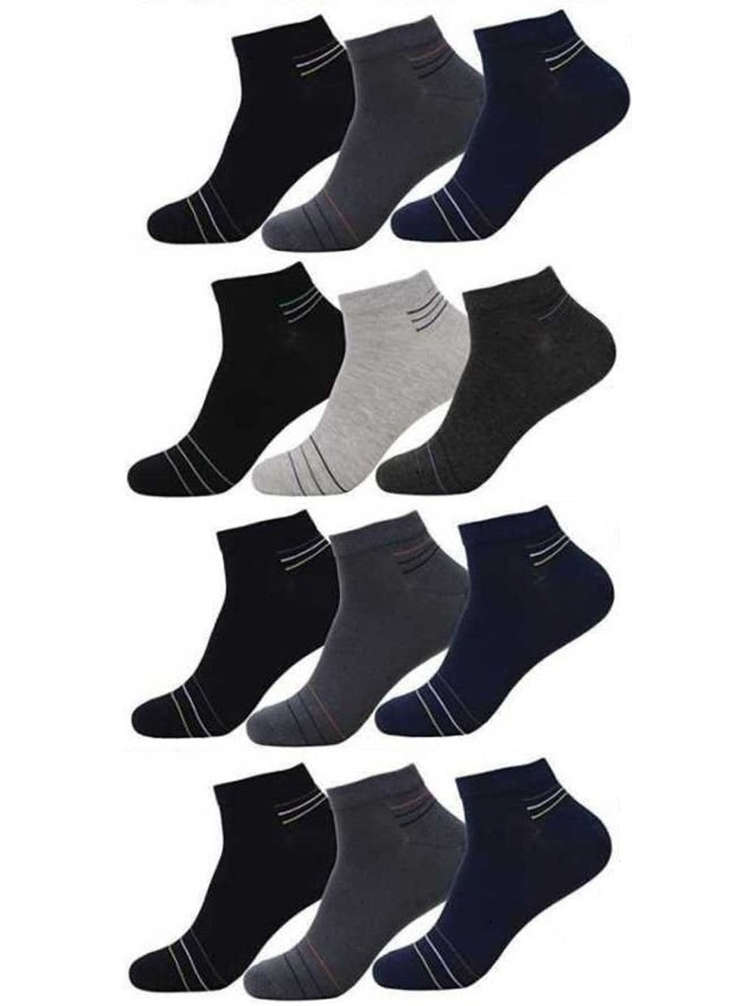 Akeeta Unisex Pack Of 12 Striped Cotton Ankle Length Socks - view 1