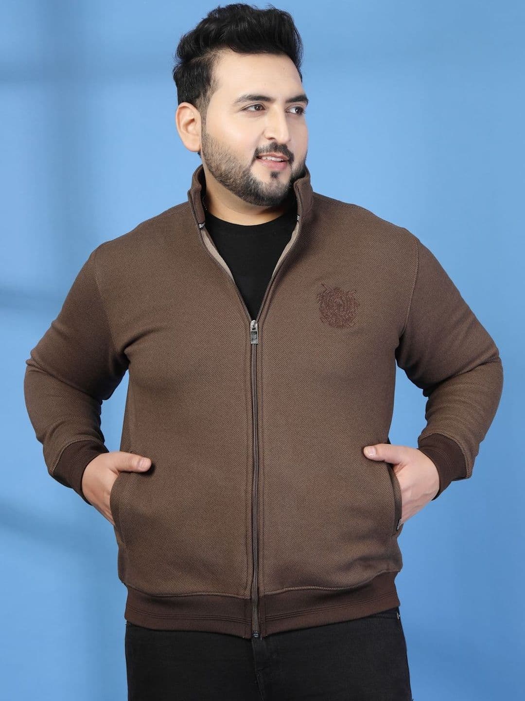plusS Men Bomber with Embroidered Jacket - view 1