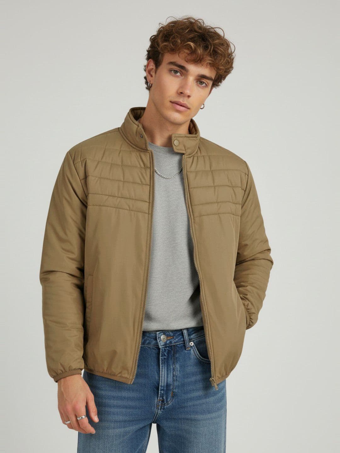 glitchez Mock Collar Puffer Jacket