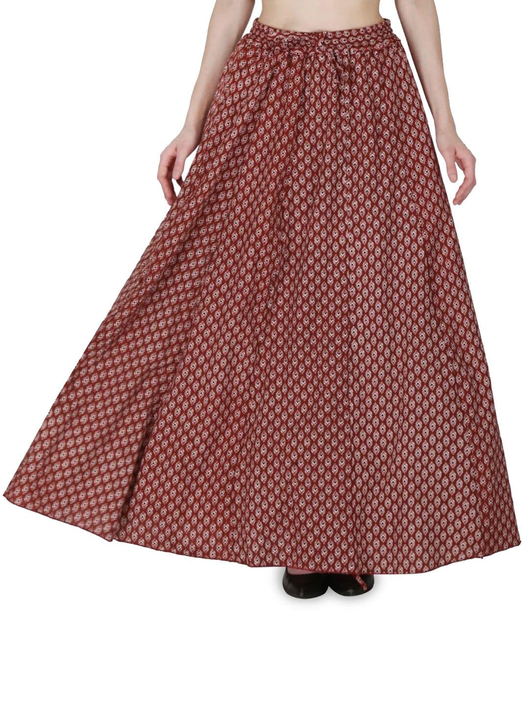 Sttoffa Women Maroon Printed Cotton Skirt - view 1