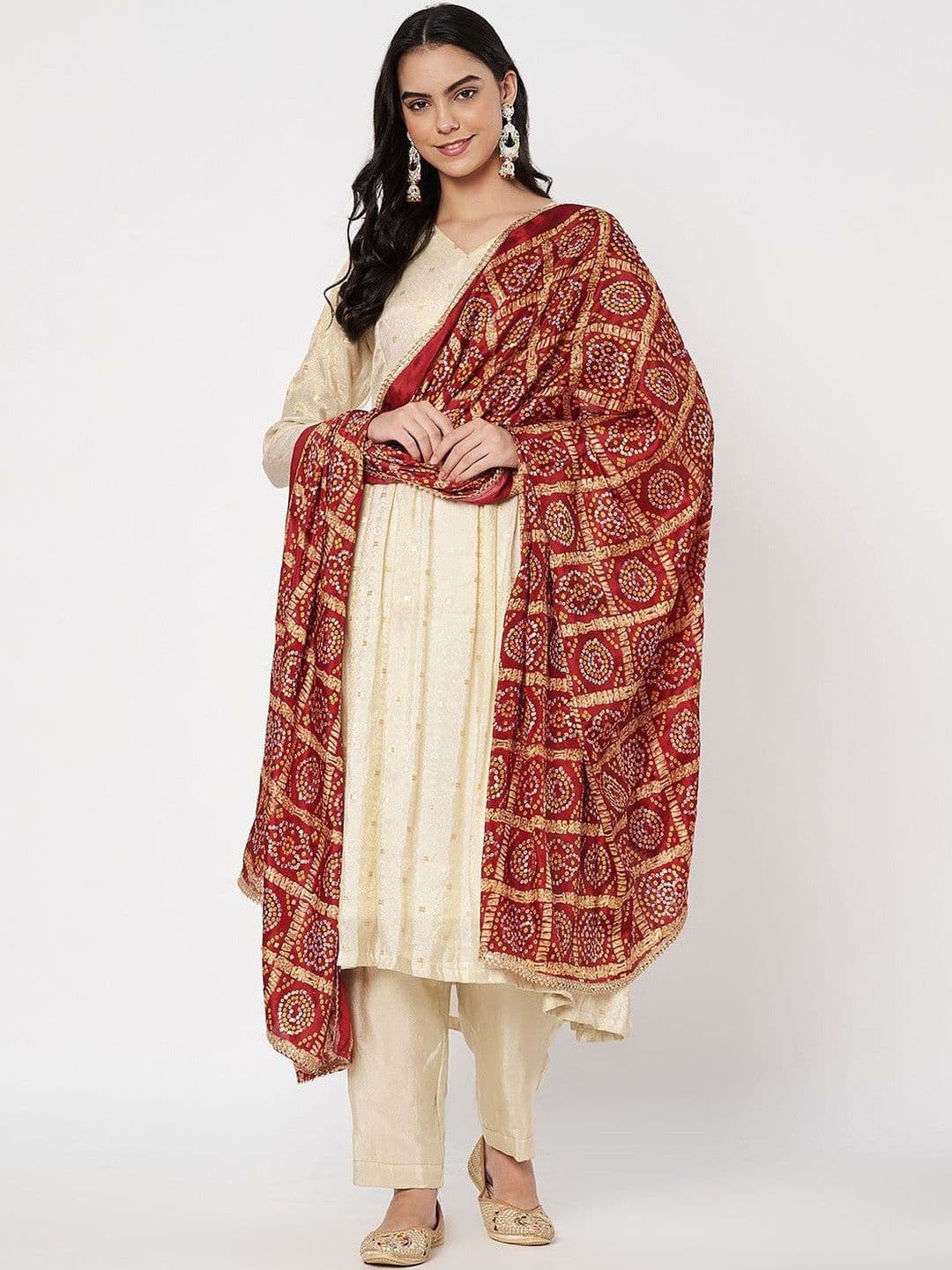 AKSHADEEP Printed Art Silk Bandhani Dupatta - view 1