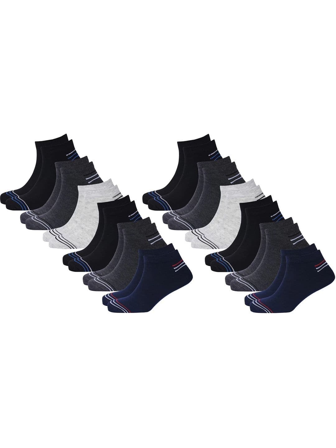 Akeeta Unisex Set Of 12 Striped Cotton Ankle Length Socks - view 1