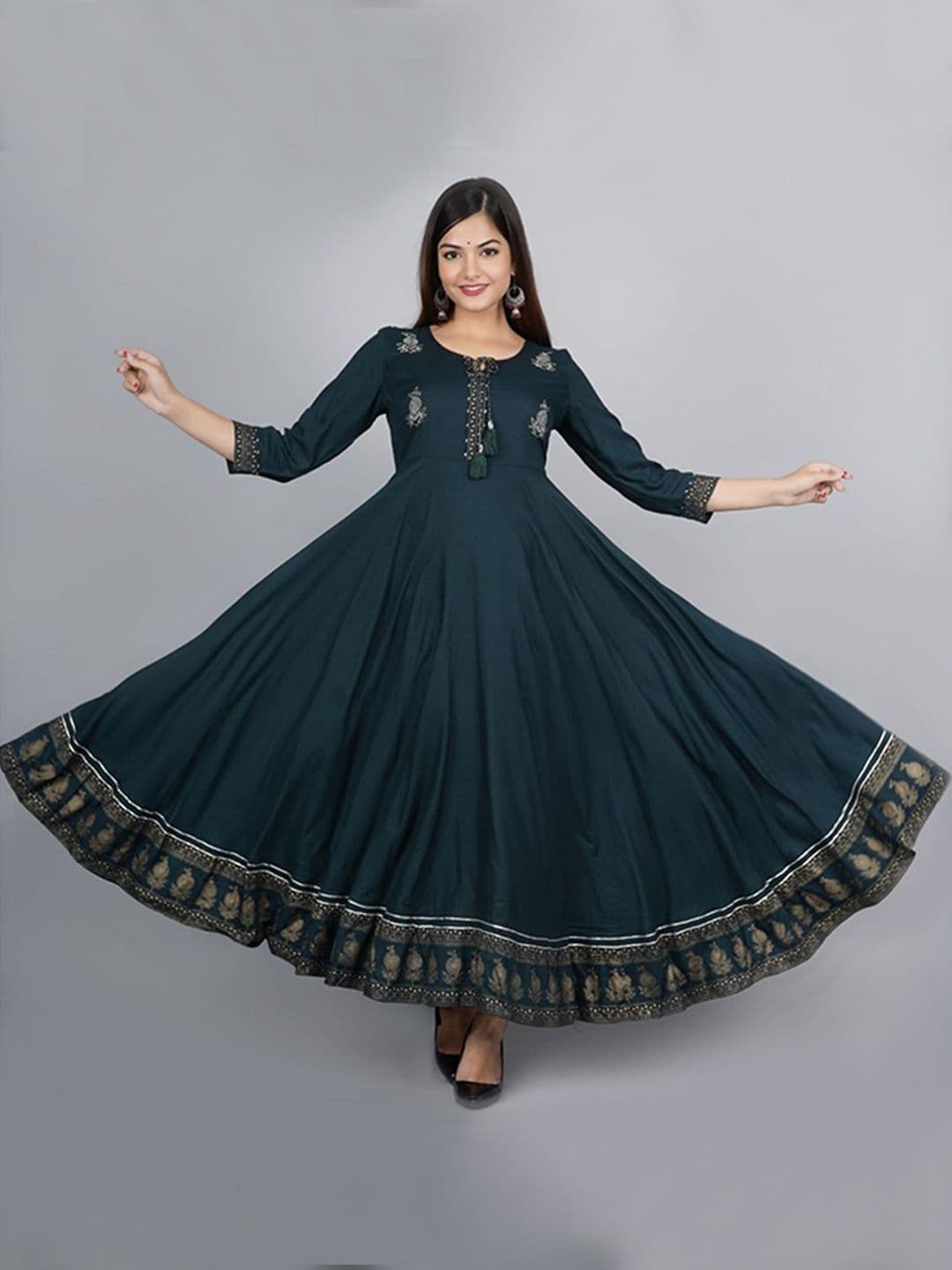 HERE&NOW Women Ethnic Motifs Embroidered Floral Anarkali Kurta - view 1