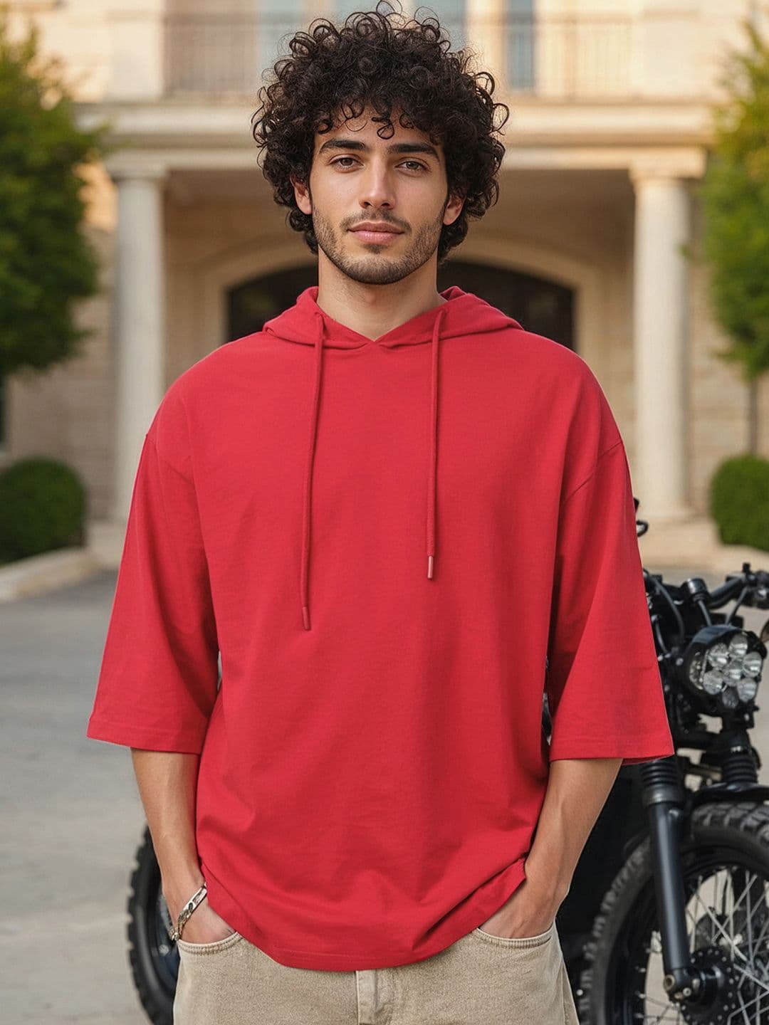 Bewakoof Oversized Hooded Cotton Terry T-Shirt - view 1