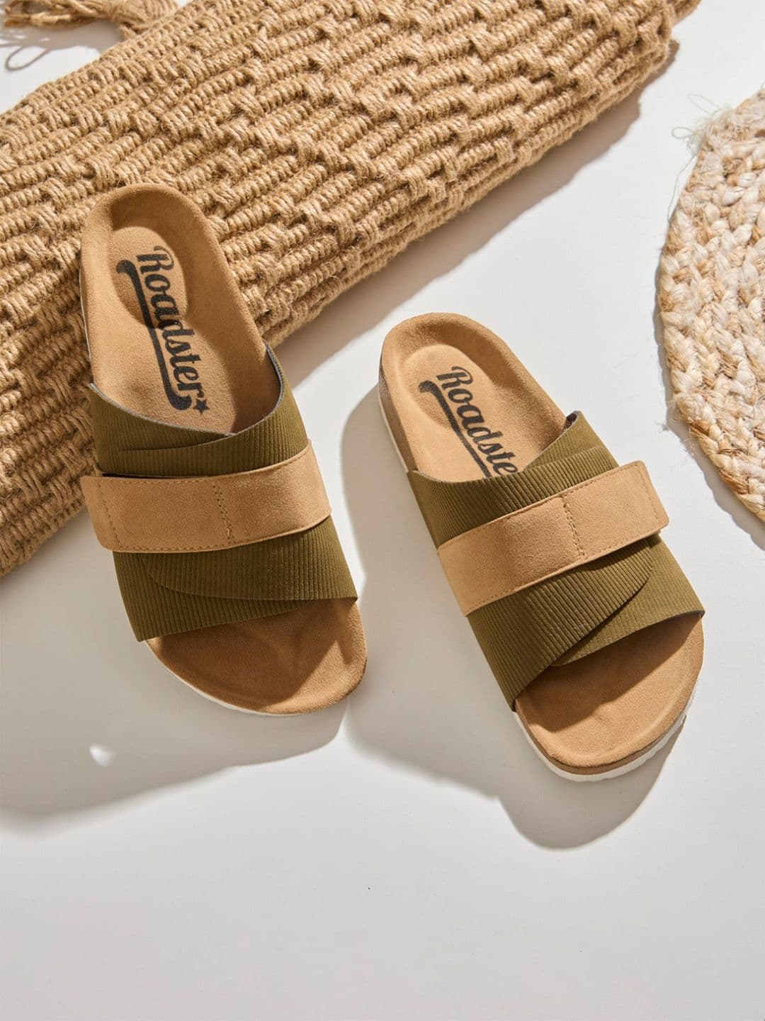 Roadster Men Olive & Camel Brown Comfort Sandals - view 1