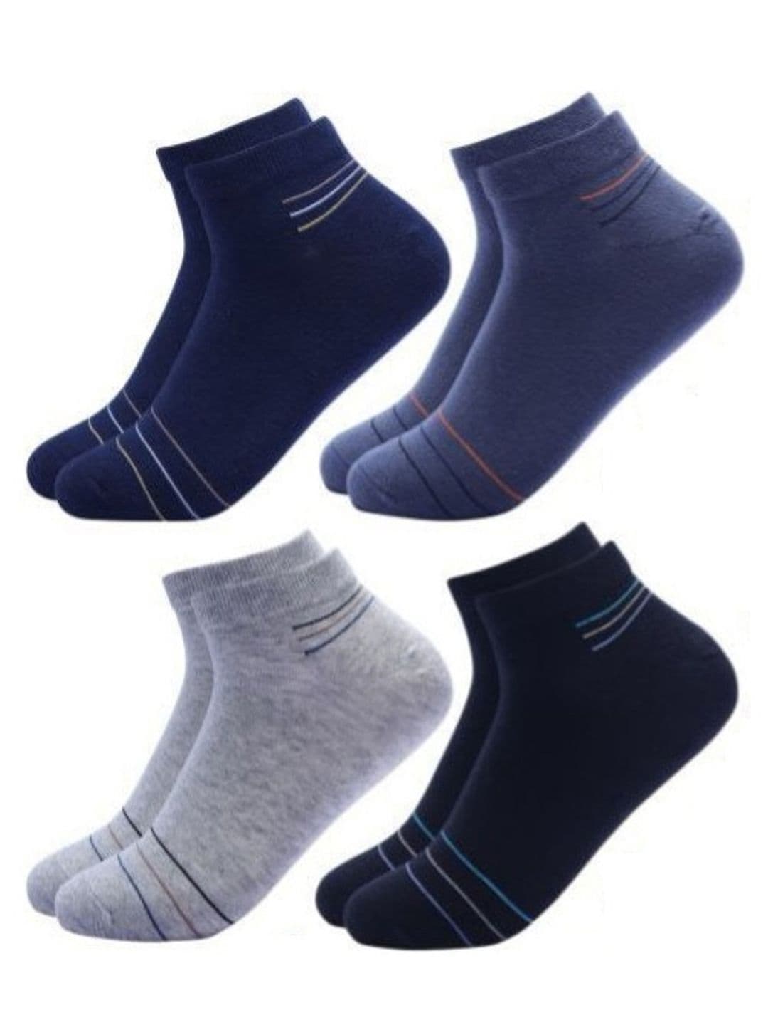 Akeeta Unisex Set Of 4 Striped Cotton Ankle Length Socks - view 1