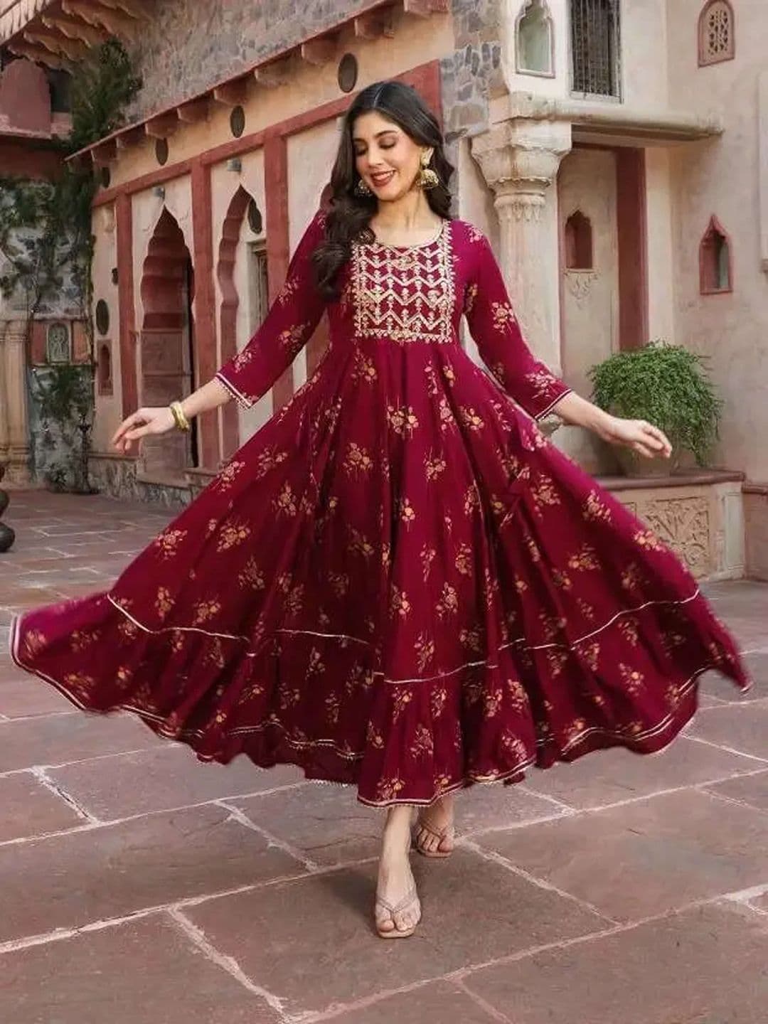 Kedarnath Creations Women Ethnic Motifs Embroidered Anarkali Kurta - view 1