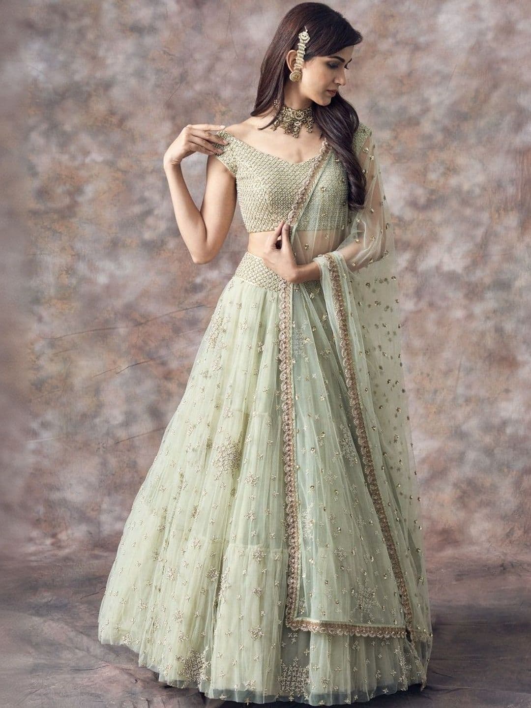 JIHU CULTURE Women Embroidered Sequinned Semi-Stitched Lehenga & Blouse With Dupatta - view 1