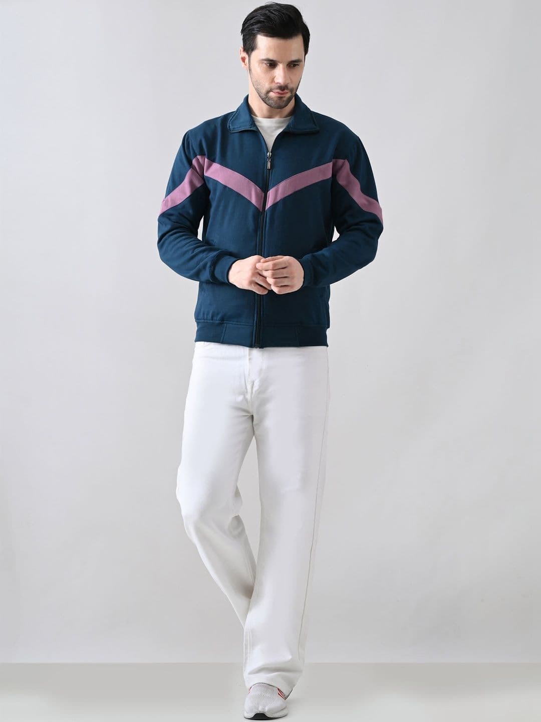 BAESD Men Colourblocked Fleece Lightweight Sporty Jacket - view 1