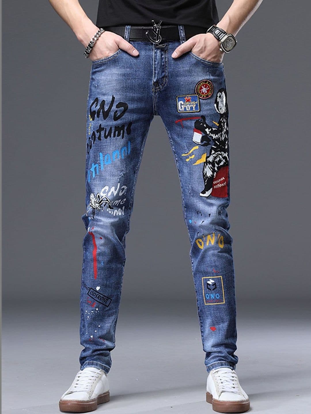 StyleCast Men Skinny Fit Mid-Rise Highly Distressed Jeans - view 1