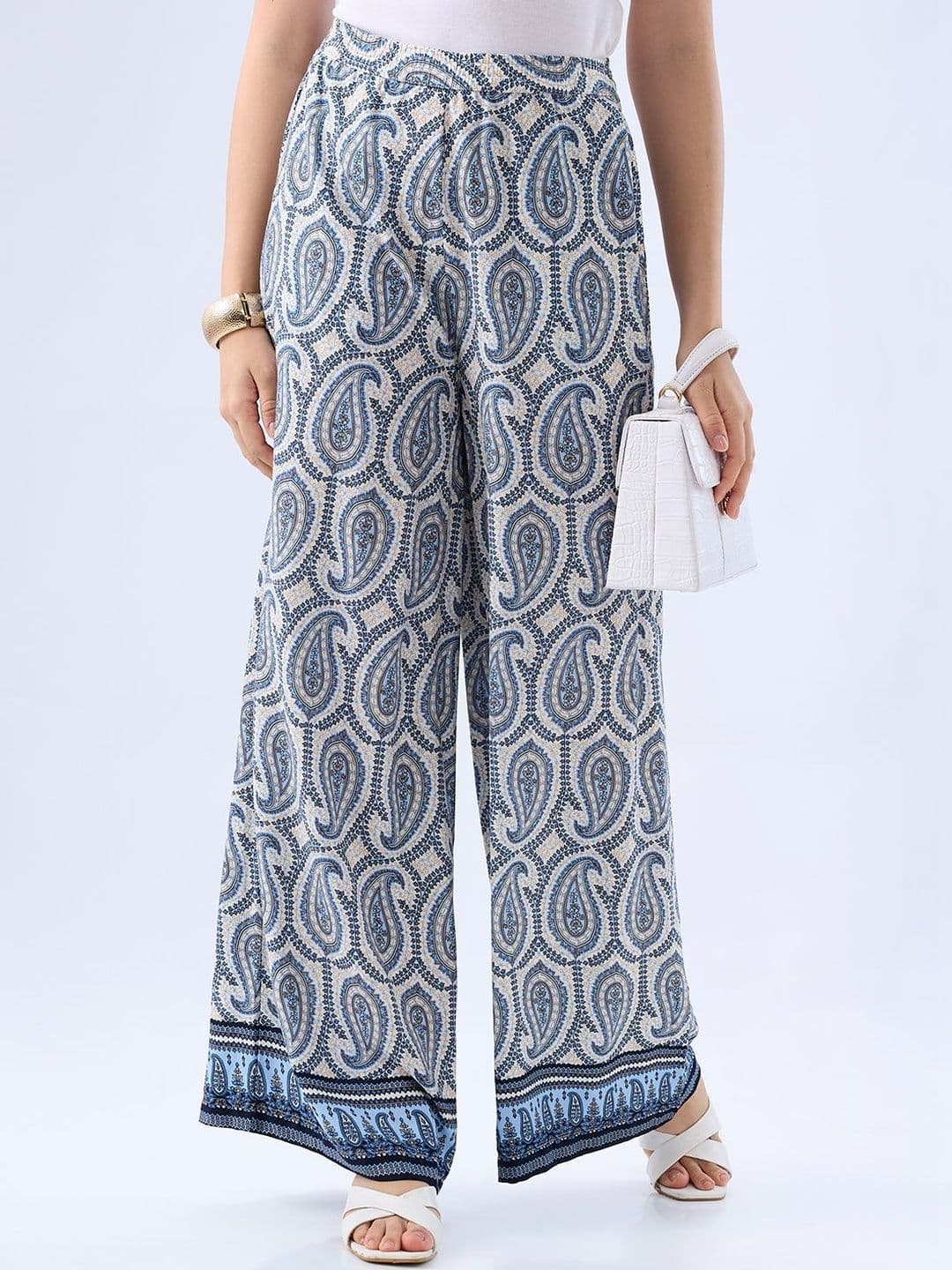 Mystere Paris Women Paisley Printed Flared Palazzos - view 1