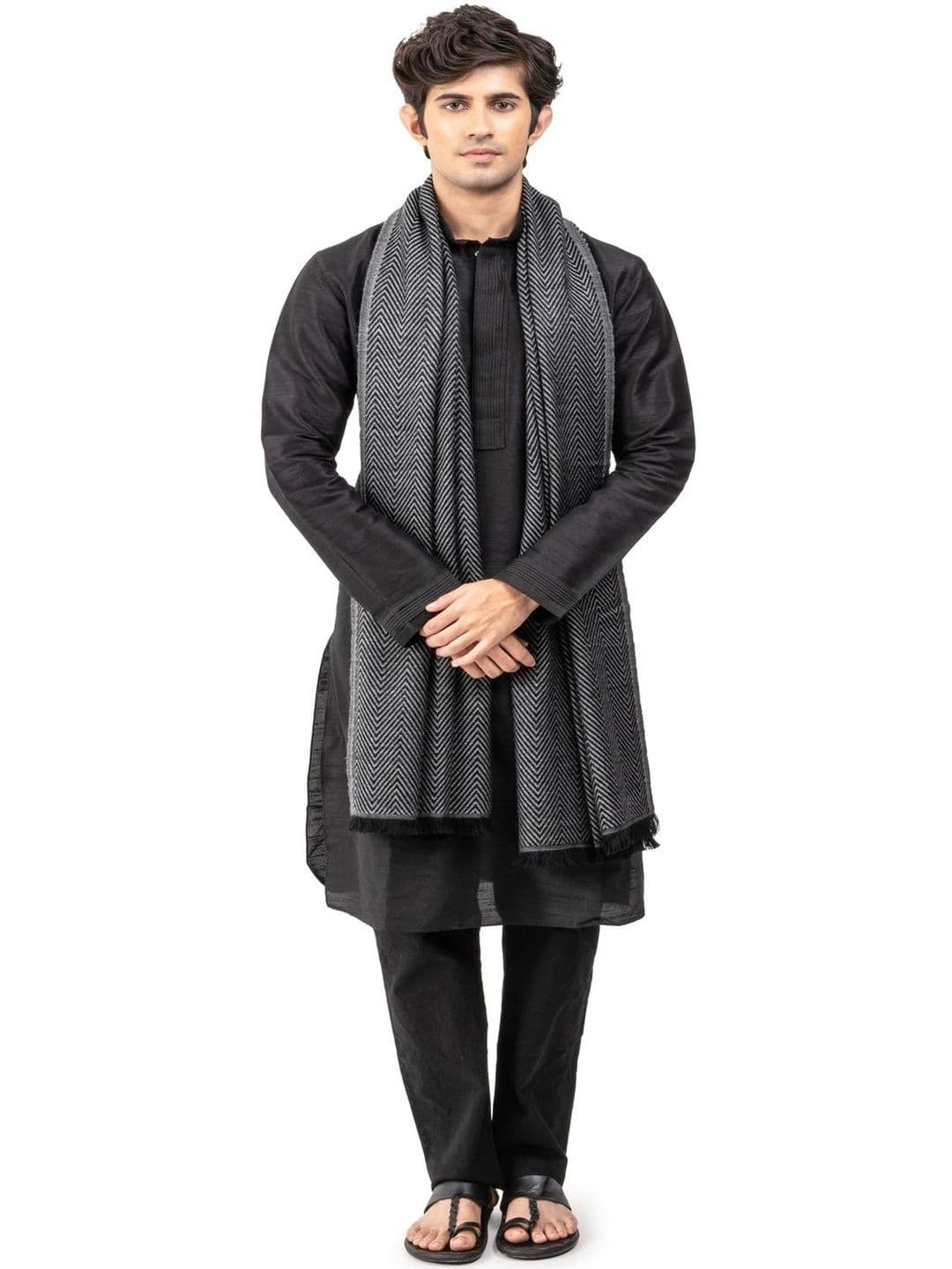 Naureen Men Woven Design Stole - view 1
