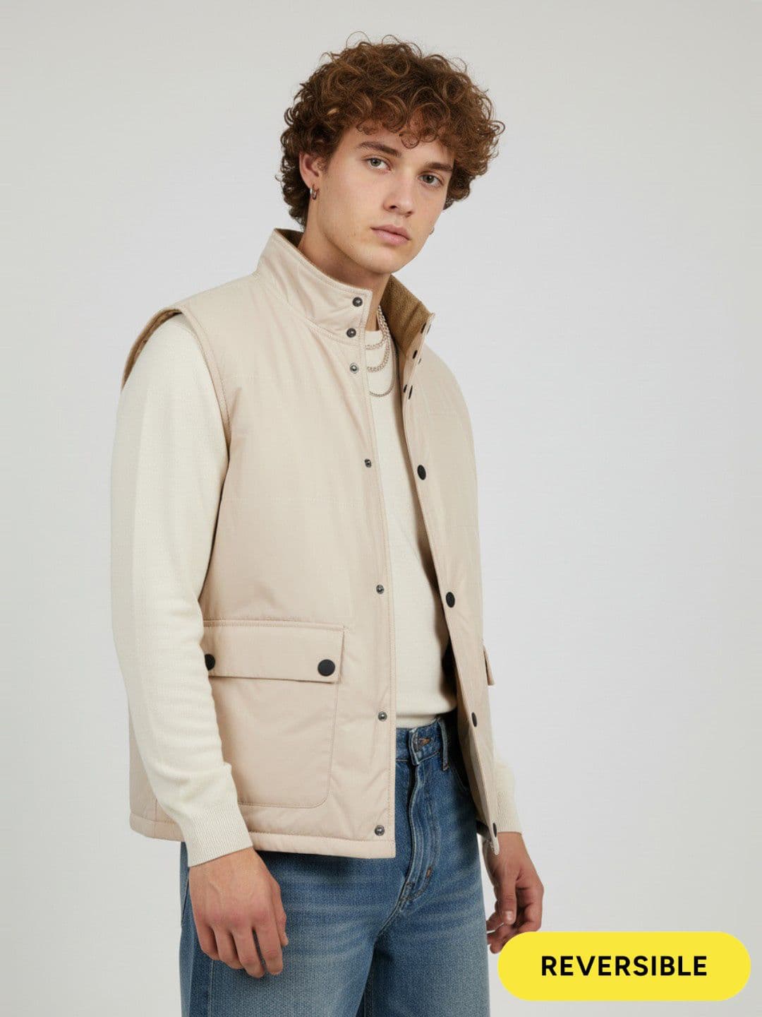 glitchez Stand Collar Reversible Gilet Tailored Jacket - view 1