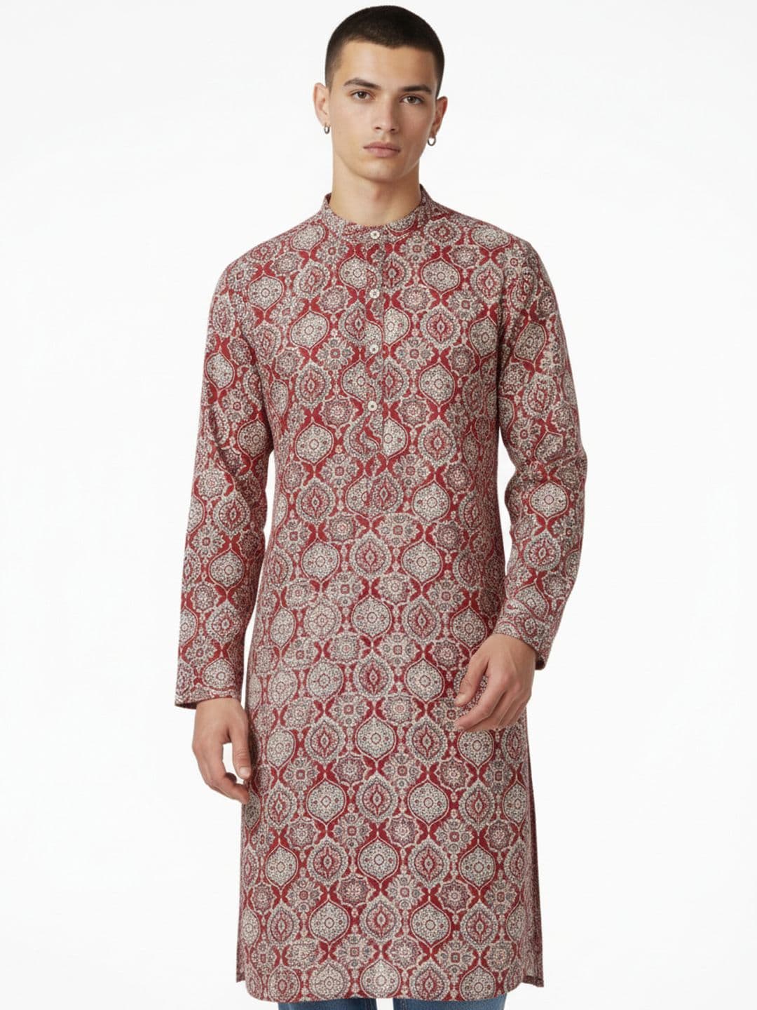 Anouk Rustic Ethnic Motifs Printed Band Collar Straight Kurta - view 1