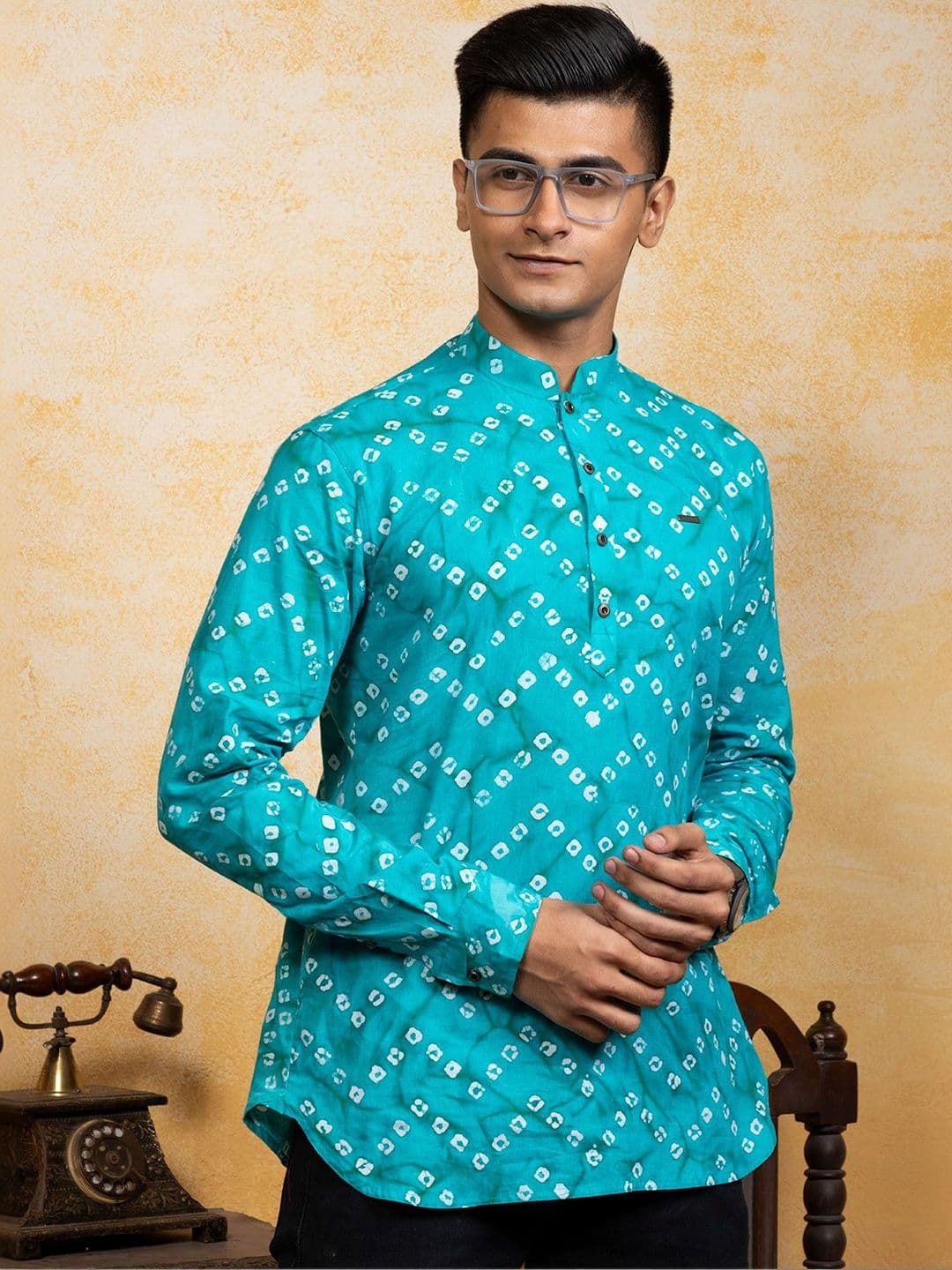 DEVOILER Bandhani Cotton Straight Above Knee Kurta - view 1