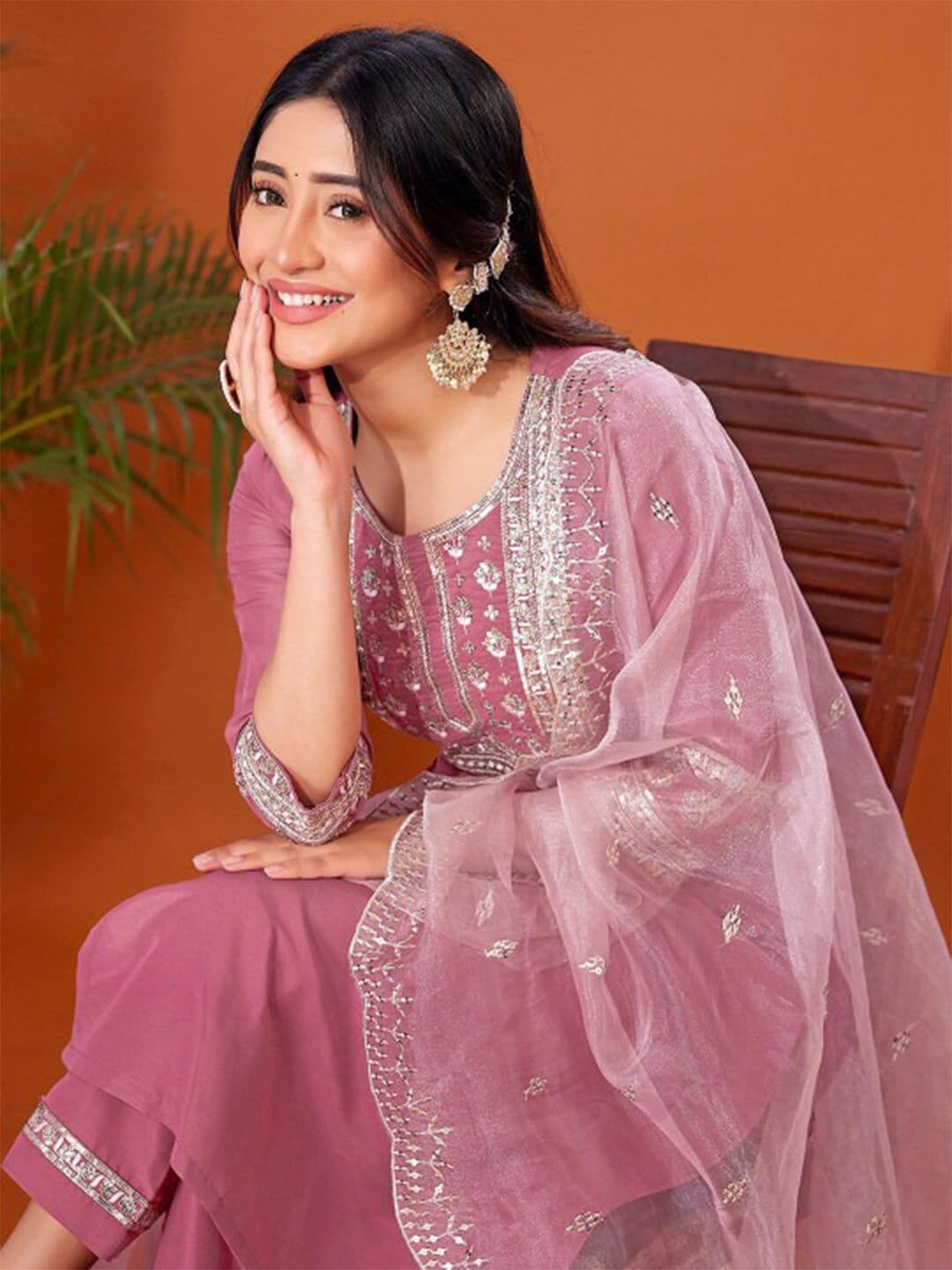 SANISA Women Ethnic Motifs Embroidered Regular Thread Work Kurta with Trousers & With Dupatta - view 1