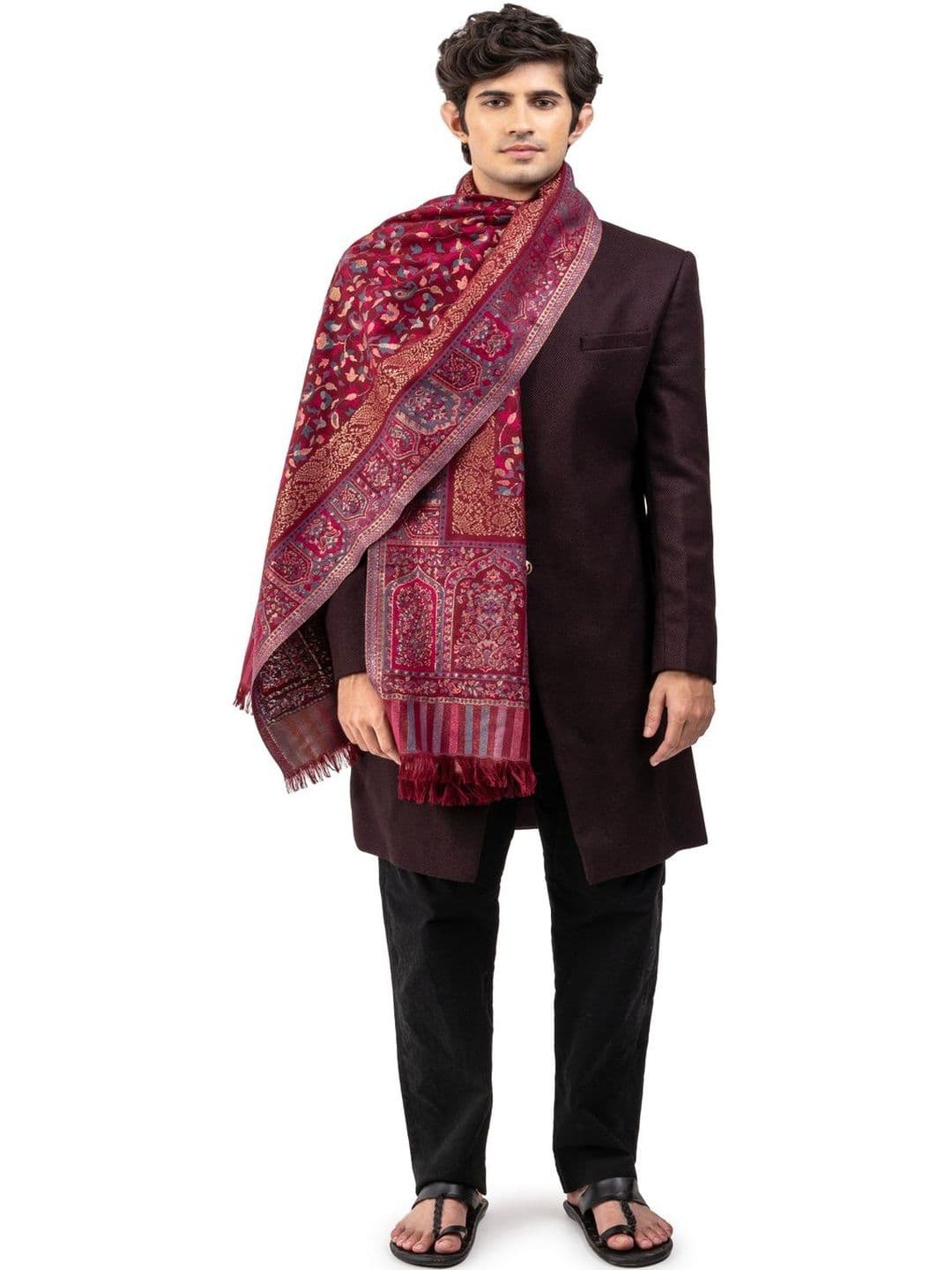 Naureen Men Woven Design Stole - view 1