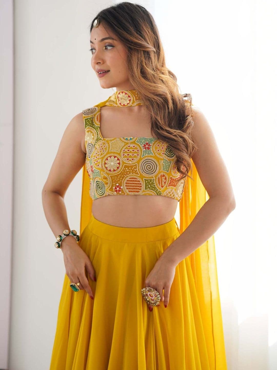 RITIRANG Women Embroidered Thread Work Ready to Wear Lehenga & Blouse With Dupatta - view 1