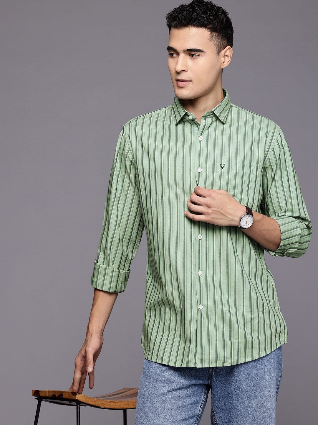 Allen Solly Classic Fit Striped Pure Cotton Casual Shirt - view 1